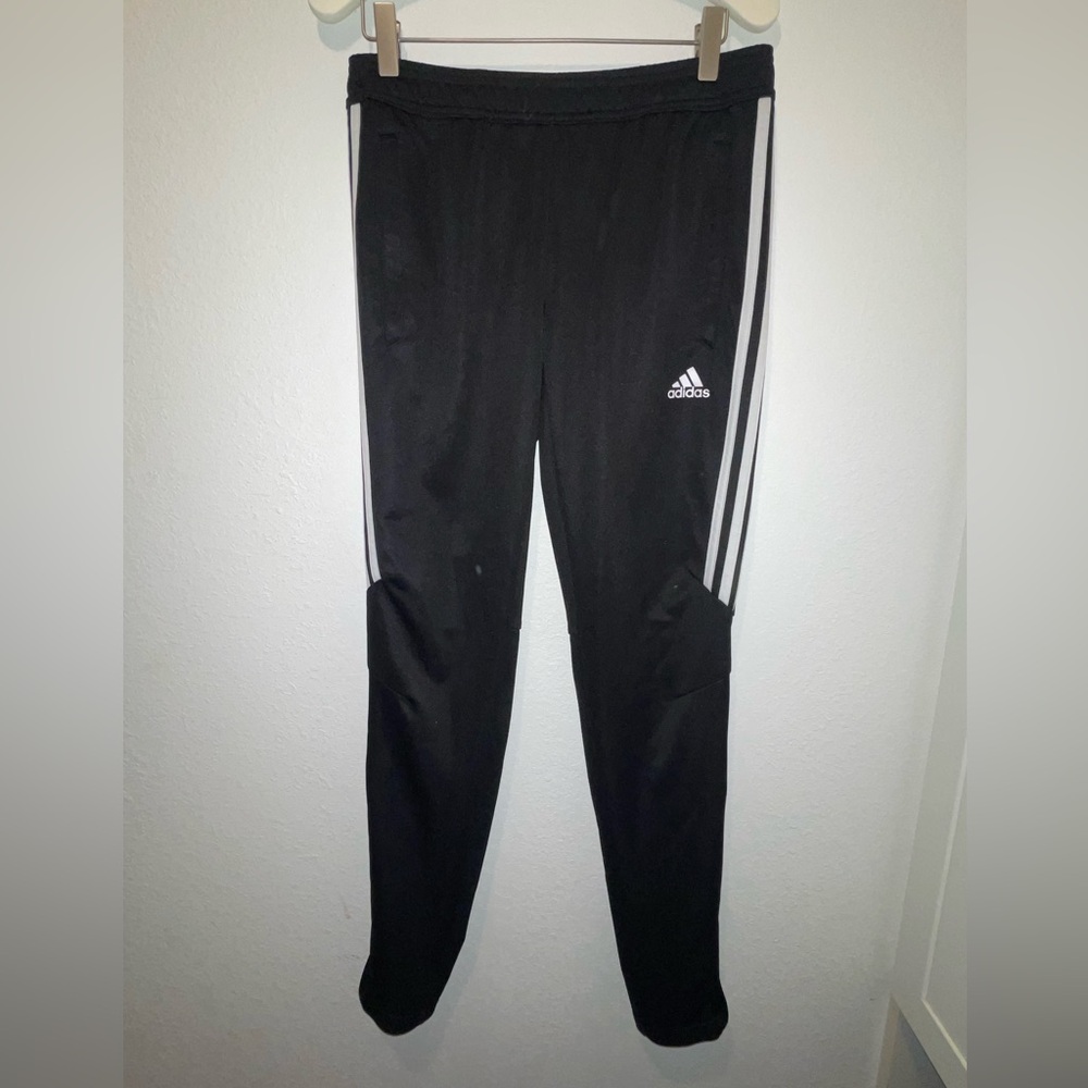 Adidas Black Joggers with Tapered Fit and Iconic Stripes